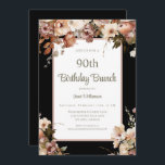 ピンクエレガントフローラブラック90th誕生日ブランチ 招待状<br><div class="desc">ピッエレガントクフローラブラック90th誕生日ブランチ招待状この90thエレガントバースデーパーティーの招待はあなたの特別なイベントに最適！このデザインは美しいピンクの水色の花を特徴とする。タイポグラフィカスタムはトレンディーとエレガント!</div>