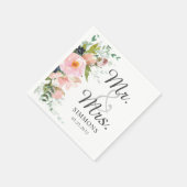 ピンクエレガントフローラブーケさんミセス結婚ズ スタンダードカクテルナプキン (角)