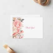 ピンクエレガントフローラブーケフラット ノートカード (正面/裏面インサイチュ)