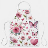 ピンクエレガントフローラプリント エプロン (正面)