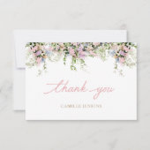 ピンクエレガントフローラベイシャワーありがとう サンキューカード (正面)