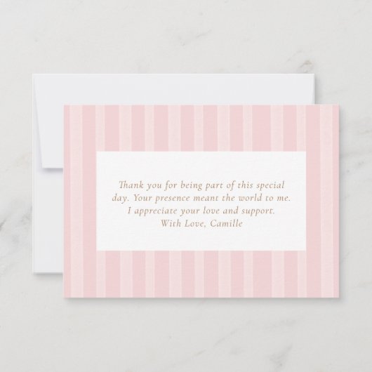 ピンクエレガントフローラベイシャワーありがとう サンキューカード (裏面)