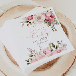 ピンクエレガントフローラベビーイン開花ガールベビーシャワー スタンダードカクテルナプキン