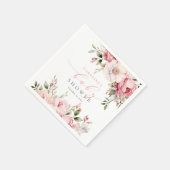 ピンクエレガントフローラベビーイン開花ガールベビーシャワー スタンダードカクテルナプキン (角)