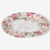 ピンクエレガントフローラベビーイン開花ガールベビーシャワー ペーパープレート (アングル)