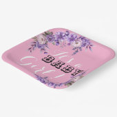 ピンクエレガントフローラベビーガールシャワーパーティースクエア ペーパープレート (傾斜あり)