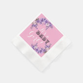 ピンクエレガントフローラベビーガールシャワーパーティー紙 縁ありカクテルナプキン (角)