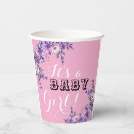 ピンクエレガントフローラベビーガールシャワーパーティー8oz 紙コップ