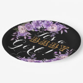 ピンクエレガントフローラベビーガールシャワーパーティー ペーパープレート (アングル)