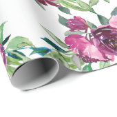 ピンクエレガントフローラベビーガールベビーシャワー招待状 ラッピングペーパー (ロールコーナー)