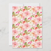 ピンクエレガントフローラベビーガール写真ベージュ誕生 案内状 (裏面)