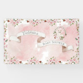 ピンクエレガントフローラベビーガール赤ちゃんシャワー 横断幕 (横)