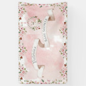ピンクエレガントフローラベビーガール赤ちゃんシャワー 横断幕 (縦)
