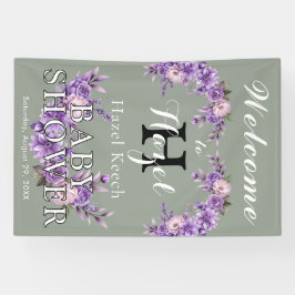 ピンクエレガントフローラベビーシャワーカスタマイズ可能パーティー 横断幕