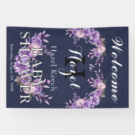 ピンクエレガントフローラベビーシャワーカスタマイズ可能パーティー 横断幕