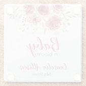 ピンクエレガントフローラベビーシャワーコースター ガラスコースター (裏面)