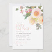 ピンクエレガントフローラベビーシャワーブランチ 招待状 (正面)