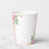 ピンクエレガントフローラベビーシャワー付きバラ 紙コップ (裏面)