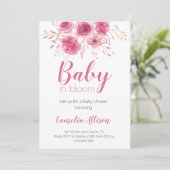 ピンクエレガントフローラベビーシャワー招待状カード シーズンカード (スタンド正面)