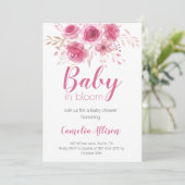ピンクエレガントフローラベビーシャワー招待状カード 招待状 (スタンド正面)