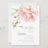 ピンクエレガントフローラベビーシャワー招待状 招待状 (正面)