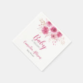 ピンクエレガントフローラベビーシャワー紙ナプキンス スタンダードカクテルナプキン (角)