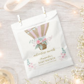 ピンクエレガントフローラホットエアバルーン赤ちゃんシャワー フェイバーバッグ (クリップ留めされた状態)