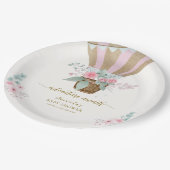 ピンクエレガントフローラホットエアバルーン赤ちゃんシャワー ペーパープレート (アングル)