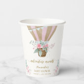 ピンクエレガントフローラホットエアバルーン赤ちゃんシャワー 紙コップ (裏面)
