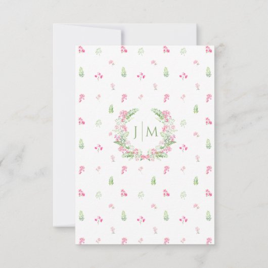 ピンクエレガントフローラボホサマーウェディングRSVPカード 出欠カード (裏面)