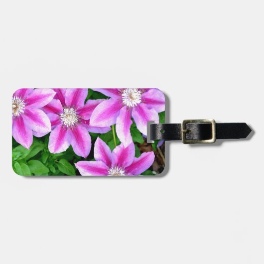 ピンクエレガントフローラボーホグリーン ラゲッジタグ (正面横)