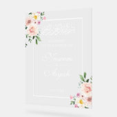 ピンクエレガントフローラムスリムイスラム系アラビアパーティー アクリルサイン (傾斜)