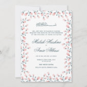 ピンクエレガントフローラムスリム結婚ズ 招待状 (正面)