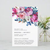 ピンクエレガントフローラモダン結婚式 プログラム (スタンド正面)