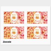 ピンクエレガントフローラモダン21歳の誕生日 長方形シール (シート)