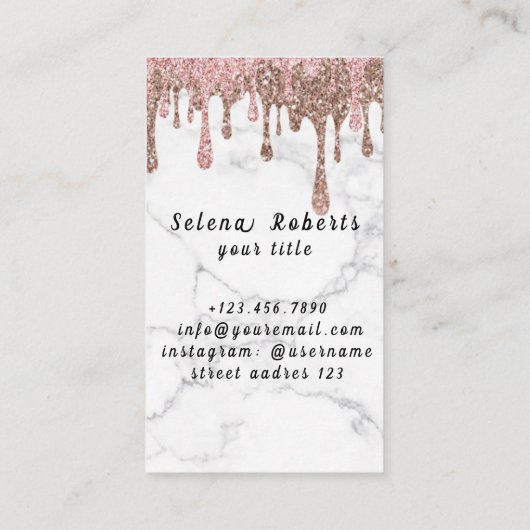 ピンクエレガントフローラモノグラムイニシャル金ゴールド文字S 名刺 (裏面)