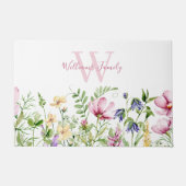 ピンクエレガントフローラモノグラム ドアマット (正面)