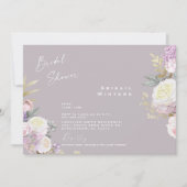 ピンクエレガントフローララベンダーブライダルシャワー 招待状 (正面)