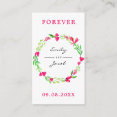 ピンクエレガントフローラリースホワ結婚イトのレジストリ エンクロージャーカード (正面)