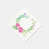 ピンクエレガントフローラリース紙 スタンダードカクテルナプキン (角)