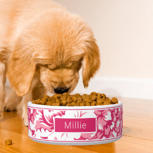 ピンクエレガントフローラルパターンシック ボウル