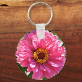 ピンクエレガントフローラレトロピンクデイジー キーホルダー (正面)