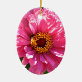 ピンクエレガントフローラレトロピンクデイジー セラミックオーナメント (正面)