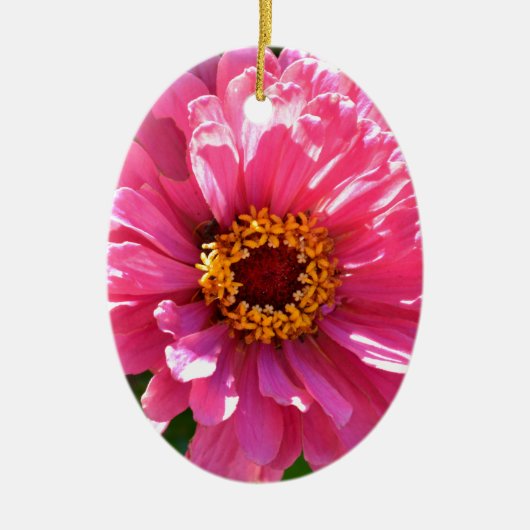 ピンクエレガントフローラレトロピンクデイジー セラミックオーナメント (正面)