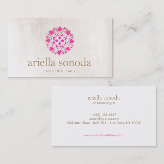 ピンクエレガントフローラロータス美しいサロンとスパ 名刺 (正面/裏面)