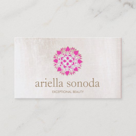 ピンクエレガントフローラロータス美しいサロンとスパ 名刺 (正面)