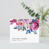 ピンクエレガントフローラ予算結婚のサンキューカード (スタンド正面)