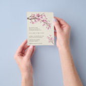 ピンクエレガントフローラ予算結婚式招待状 チラシ (手)