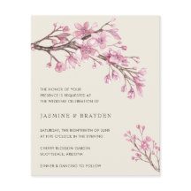 ピンクエレガントフローラ予算結婚式招待状