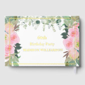 ピンクエレガントフローラ任意の年誕生日ゴールドフォイル ゲストブック (裏面)